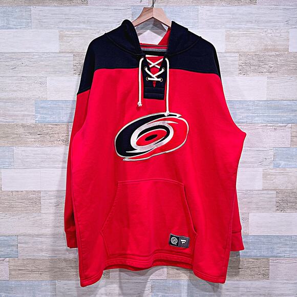 CAROLINA HURRICANES Lace Up Ice Hockey Hoodie Sweatshirt Red Black NHL Mens XXL - Picture 1 of 8